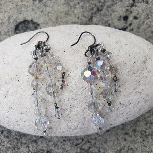 Clear Crystal Dangle Bead Earrings, Design A